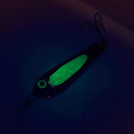 Bass Pro Shops Jigging Spoon, Nickel / Grön, 25g, Hamrad, #10113