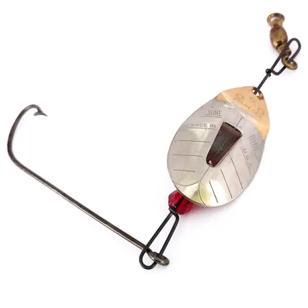 Pflueger June Bug Spinnare, Nickel/Röd, 5.5g, Offset-sked, #10137