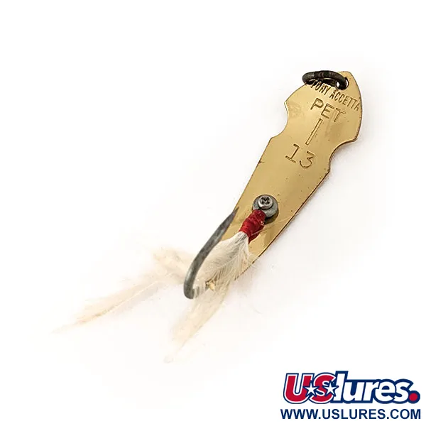 Tony Accetta Pet Spoon 13 Skeddrag, Guld, 5g, Fjäderkrok, #11126