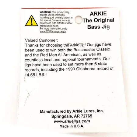 Arkie Lures Weedless Arkie Bass Jig, Svart/Blå, 7g, Vasskyddad, #11353