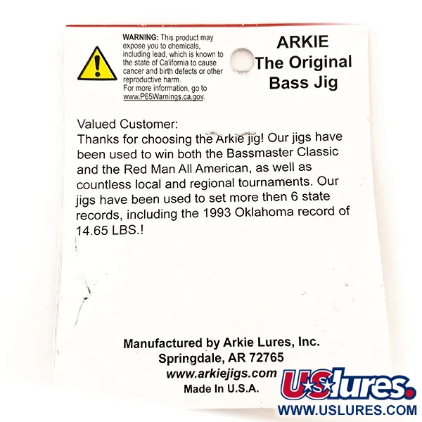 Arkie Lures Weedless Arkie Bass Jig, Svart/Blå, 7g, Vasskyddad, #11353