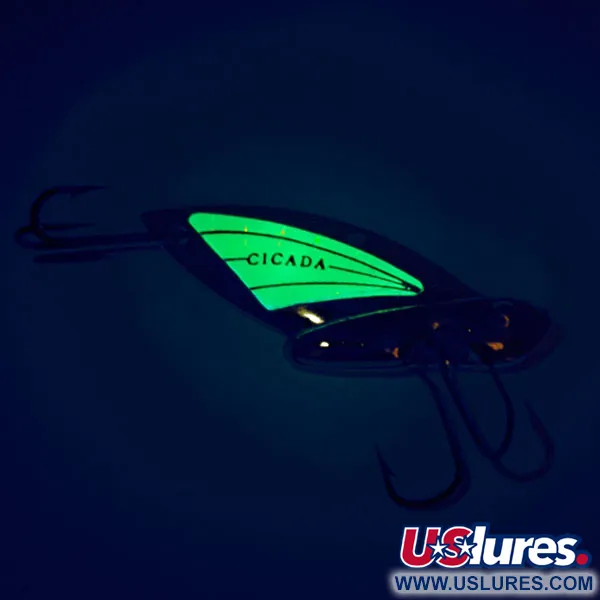 Reef Runner Cicada Vibrationsbete, Nickel/Grön, 6g, Glow Wing, #11430