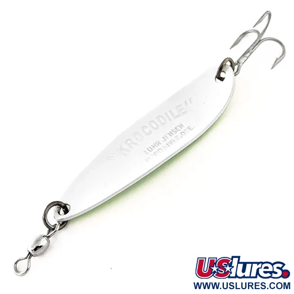 Luhr Jensen Krocodile Die #5 Glow Skeddrag, Vit/Grön, 23g, Glow, #11449