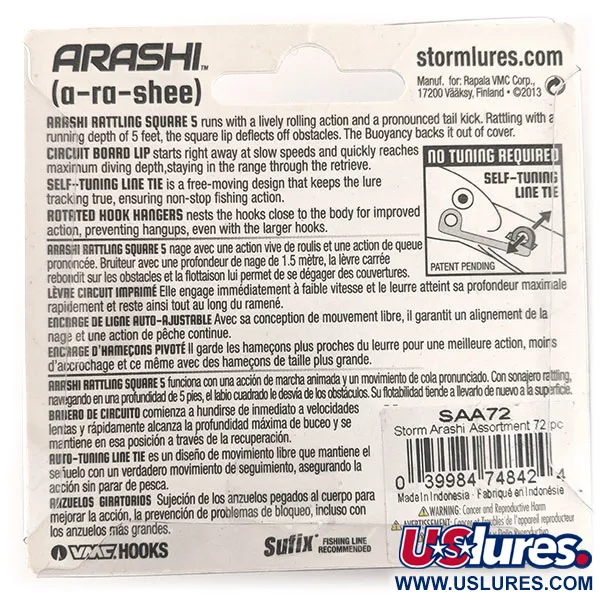 Storm Arashi Rattling Square 5 Wobbler, Rusty Craw, 18g, #11709