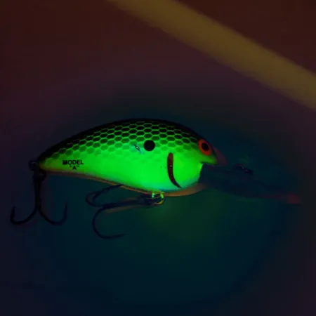 Bomber B04A UV Wobbler, Bikakemönster Chartreuse, 8g, UV-aktiv, #11853