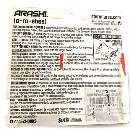 Storm Arashi Rattling Square 5 Crankbait, Ghost, 18g, Självjust., #11953