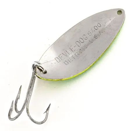 Dardevle Devle Dog 5400 UV Skeddrag, Gul/Grön/Nickel, 14g, UV, #12409