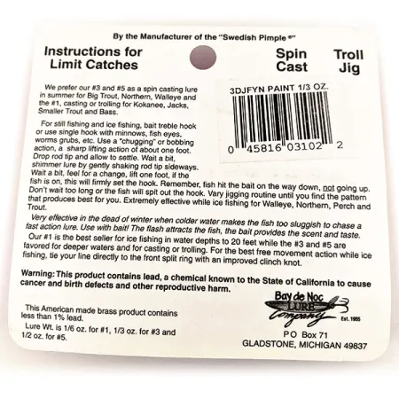 Bay de Noc Do-Jigger #3 Skeddrag, Nickel/Orange, 9g, USA, #12671