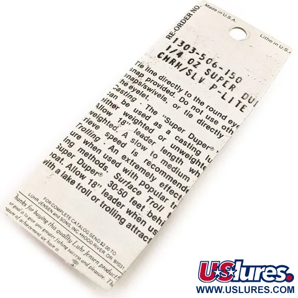 Luhr Jensen Super-Duper 506 Skeddrag, Nickel/Röd, 7g, Vintage, #12846