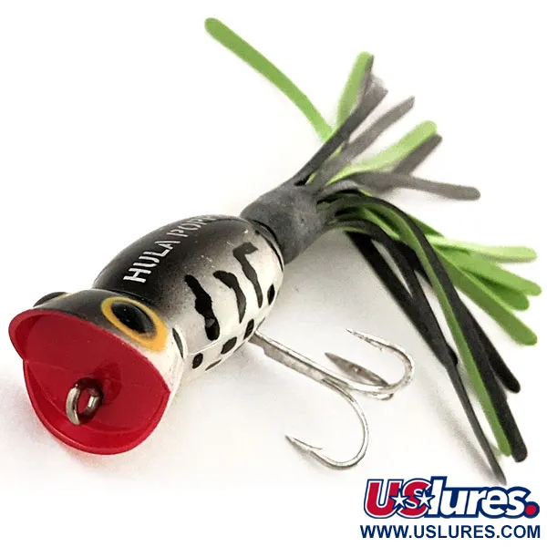 Fred Arbogast Hula Popper Popper, White Tiger, 3g, Hula-kjol, #12928