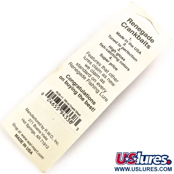 Renegade Crank Shad Wobbler, Mörkgrön Guld, 11g, Rassel, #12933