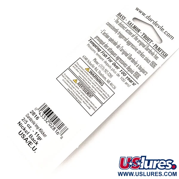 Dardevle Imp Klicker Skeddrag, Röd/Vit/Nickel, 11g, Ljudskedar, #13016