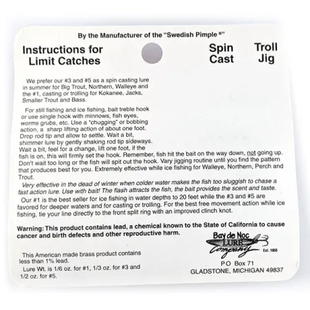 Bay de Noc Do-Jigger #3, 9g Polerad Mässing, Skeddrag #17193