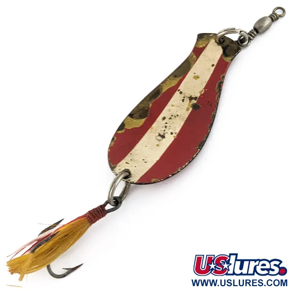 South Bend Spoon-Oreno, 14g röd/vit mässing, skeddrag #22603