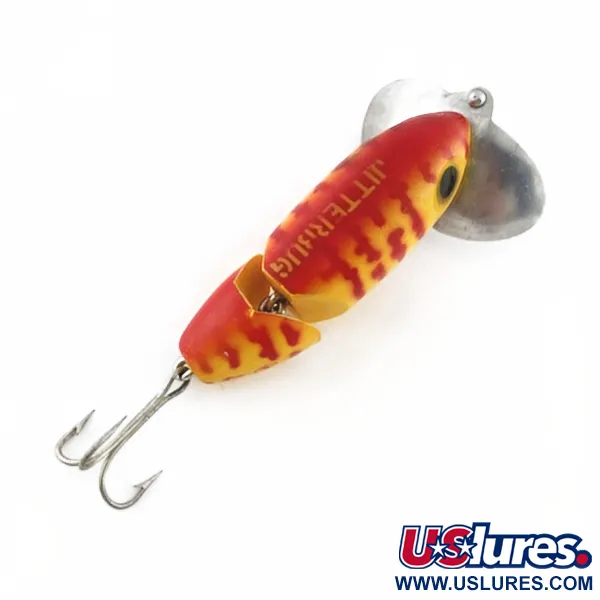 Fred Arbogast Jitterbug Jointed, 10g, Gul/Röd Tiger, Ytbete #23752