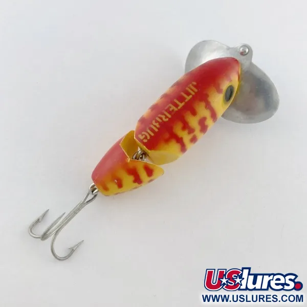 Fred Arbogast Jitterbug Jointed, 10g, Gul/Röd Tiger, Ytbete #23752