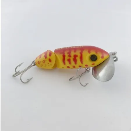 Fred Arbogast Jitterbug Jointed, 10g, Gul/Röd Tiger, Ytbete #23752