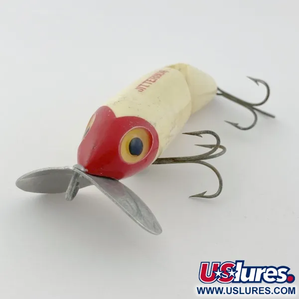 Fred Arbogast Jitterbug Jointed, 14g Red Head, Ledat Ytbete #23869