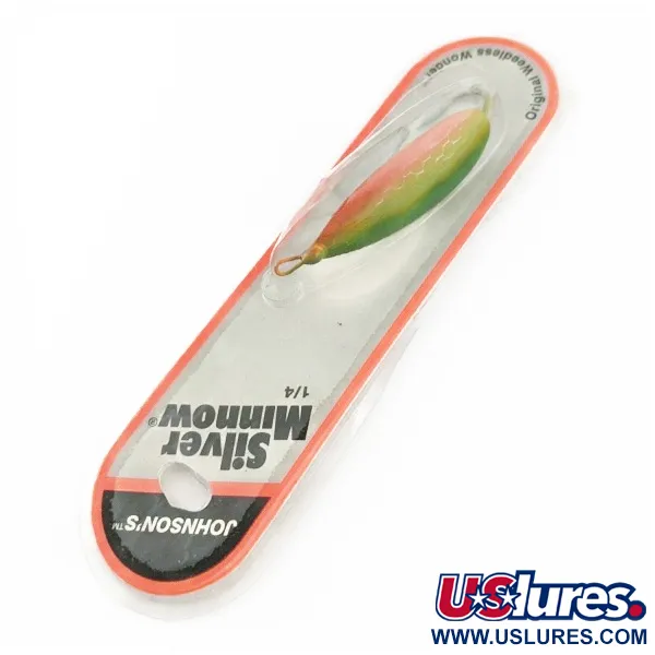 Johnson Silver Minnow, 21g Grön/Orange/Nickel, vasskyddat skeddrag #24267