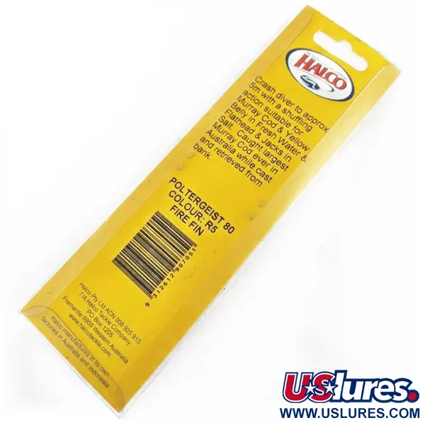 Halco Poltergeist 80, 17g Fire Fin, djupgående wobbler #24305