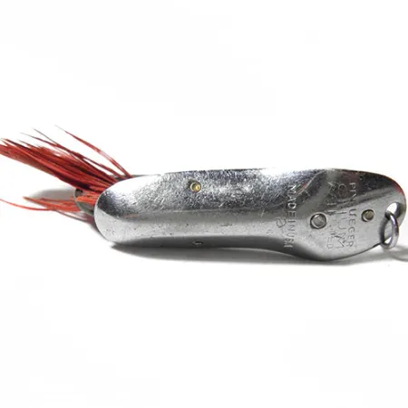 Pflueger Vintage Weedless CHUM Skeddrag, Nickel / Röda fjädrar, 8g, #0157