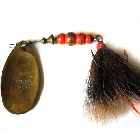 Mepps 5 Dressed Spinnare, Vit/Röd/Mässing, 14.2g, Hårdressad Krok, #0222