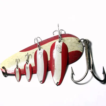 Eppinger Dardevle Huskie Devle Skeddrag, Röd / Vit, 91g, Reflexblad, #0245