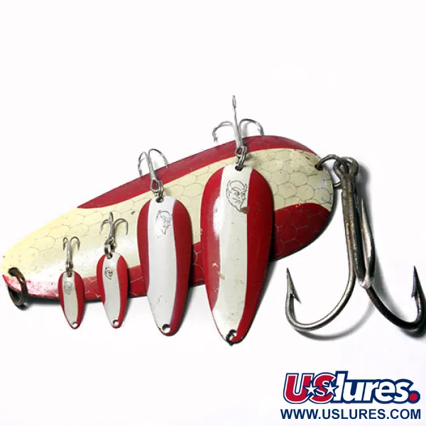 Eppinger Dardevle Huskie Devle Skeddrag, Röd / Vit, 91g, Reflexblad, #0245