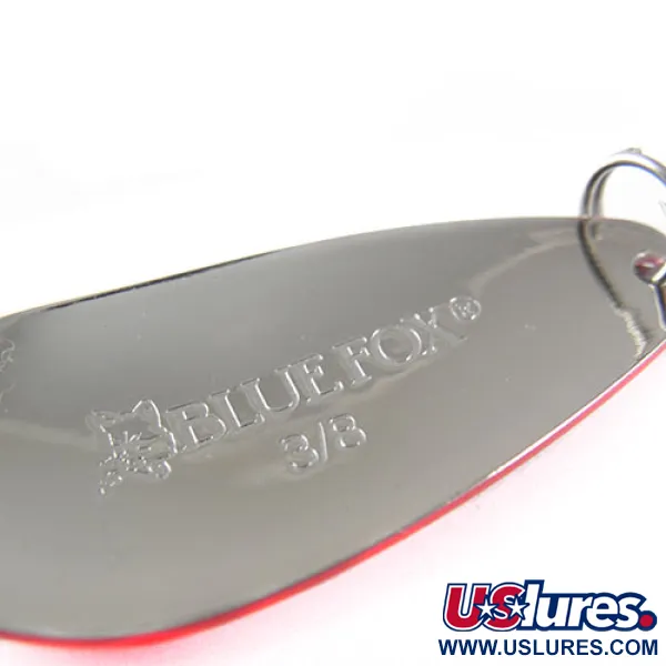 Blue Fox Strobe Tear Drop Spoon Skeddrag, Röd/Vit, 11g, USA, #0540