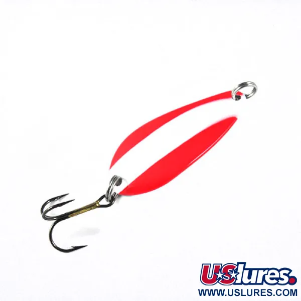 Blue Fox Strobe Tear Drop Spoon Skeddrag, Röd/Vit, 11g, USA, #0540