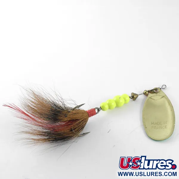 Mepps Aglia Fluo 5 dressed Spinnare, Mässing/Fluo, 12g, Hår, #1122