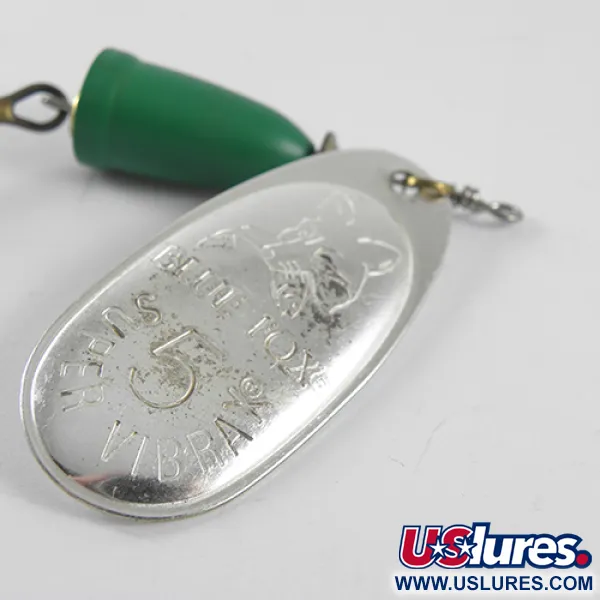 Blue Fox Super Vibrax 5 Spinnare, Nickel/Grön, 13g, Mässingskugg, #1505