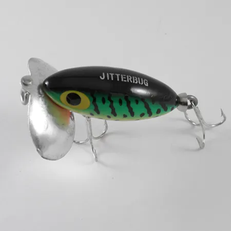 Fred Arbogast Jitterbug Ytbeten, Fire Tiger, 7g, Metallsked, #1570