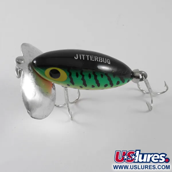 Fred Arbogast Jitterbug Ytbeten, Fire Tiger, 7g, Metallsked, #1570