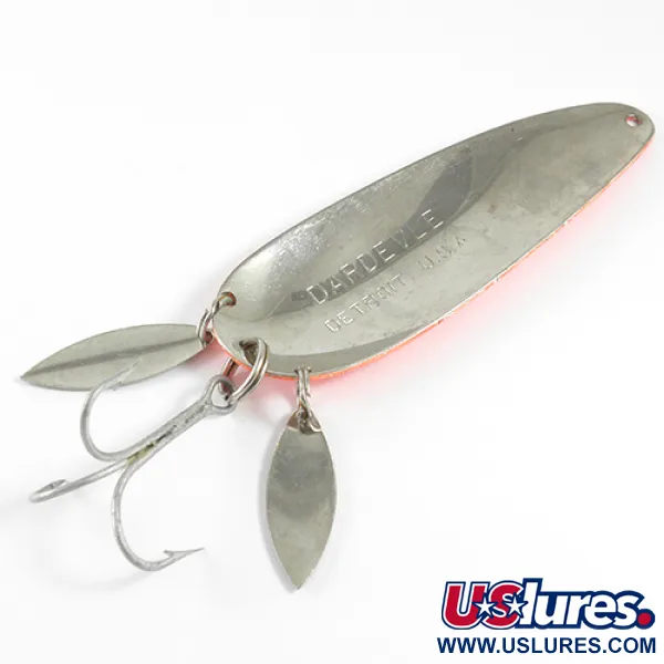 Eppinger Dardevle Klicker Skeddrag, Fluo Orange/Nickel, 28g, Dubbla Blad, #1599