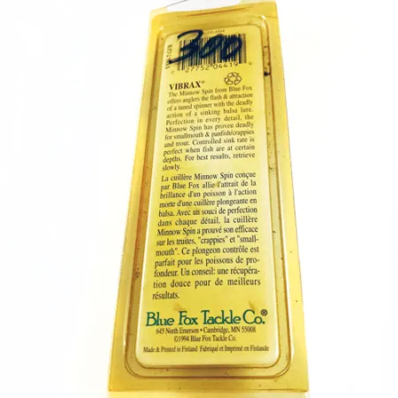 Blue Fox Vibrax Minnow Spin 2 Spinnare, Orange/Gul, 9g, Sjunkande, #5581