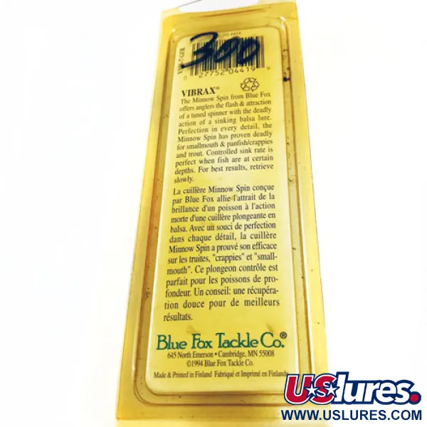 Blue Fox Vibrax Minnow Spin 2 Spinnare, Orange/Gul, 9g, Sjunkande, #5581