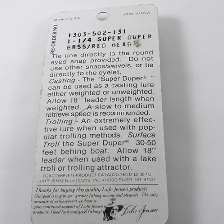 Luhr Jensen Super-Duper 502 Skeddrag, Guld / Röd, 2,5g, #1878