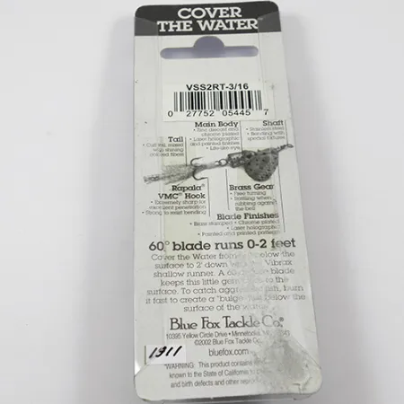 Blue Fox Vibrax Shallow Spinnare, Rainbow, 8g, Grundgående, #1911