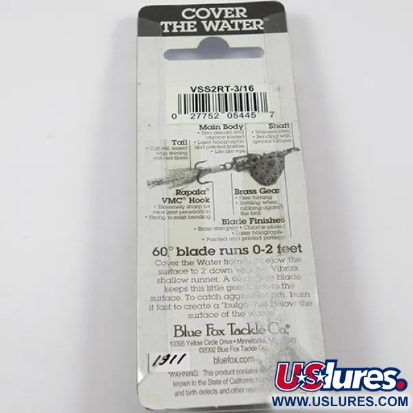 Blue Fox Vibrax Shallow Spinnare, Rainbow, 8g, Grundgående, #1911