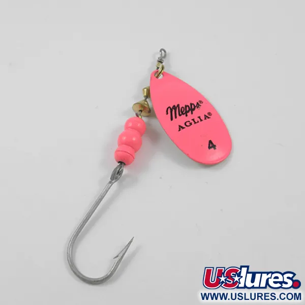 Mepps Aglia Hot Pink 4 Spinnare, Rosa / Guld, 9g, Enkelkrok, #1922