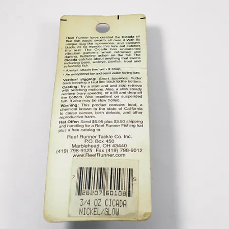 Reef Runner Cicada Vibrationsdrag, Nickel, 21g, Vertikalfiske, #1971