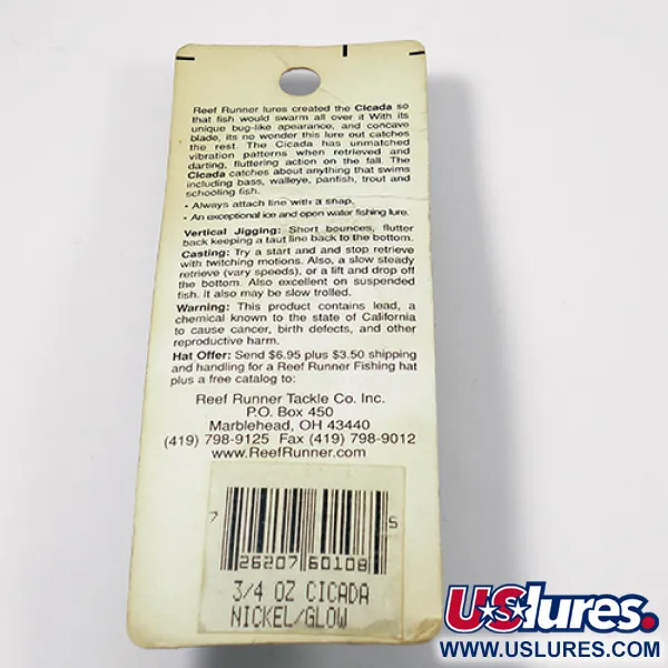 Reef Runner Cicada Vibrationsdrag, Nickel, 21g, Vertikalfiske, #1971