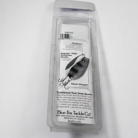 Blue Fox Strobe Tear Drop Skeddrag, Svart/Vit, 11g, VMC-krok, #1979