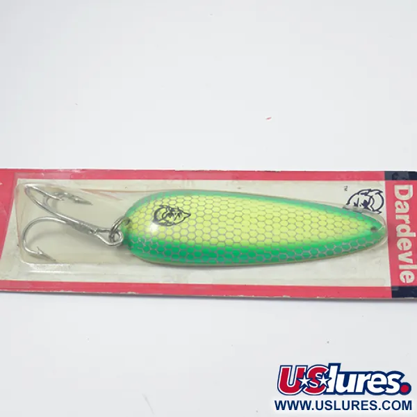 Eppinger Dardevle Skeddrag, Grön/Gul Fluo, 28g, Bikakemönster, #1980