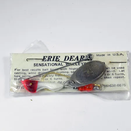 Erie Dearie Walleye Killer Spinnare, Nickel/Vit/Röd, 14g, #2008