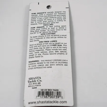 Shasta Humdinger UV Skeddrag, Red Tiger / Nickel / Röd, 4g, UV, #2050