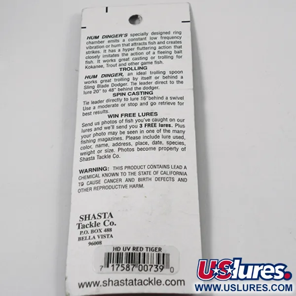 Shasta Humdinger UV Skeddrag, Red Tiger / Nickel / Röd, 4g, UV, #2050