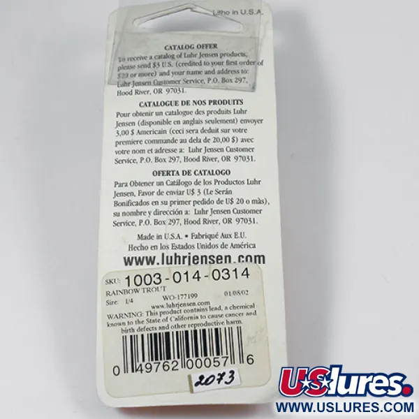 Luhr Jensen Krocodile Die #3 Skeddrag, Rainbow Trout, 10g, USA, #2073