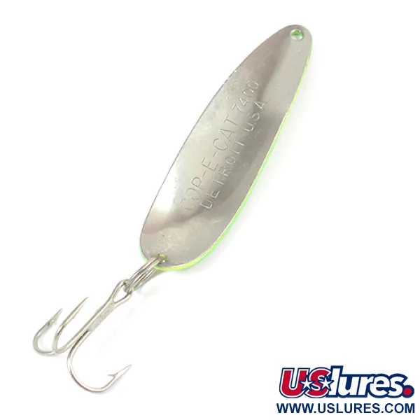 Dardevle Cop-E-Cat 7400 Skeddrag, Gul/Grön/Nickel, 14g, Bikakemönster, #2094